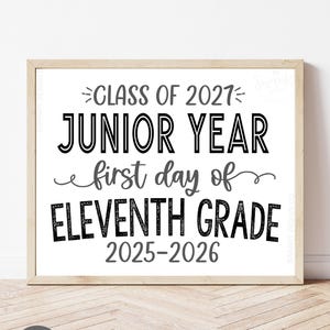 Printable 11th Grade Sign, First Day of Junior Year Sign, Class of 2027, First Day of School, Junior Year WBS01