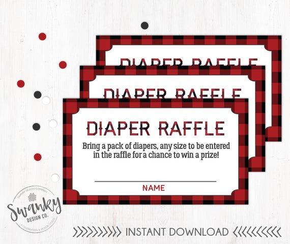 Lumberjack Diaper Raffle Ticket, Buffalo Plaid, Diaper Raffle Insert, Bear Baby Diaper Raffle, Diaper Raffle Ticket, Instant Download Il_570xn