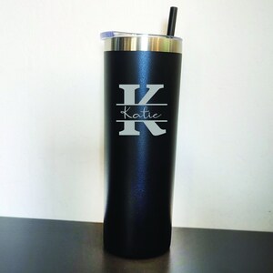 Personalized 20 oz Tumbler | Custom Name Travel Mug | Laser Engraved Stainless Steel Cup | Bridesmaid Gift | Insulated Travel Mug | Skinny