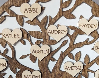 Signe d'arbre généalogique de coeurs pour les petits-enfants Cadeau pour la fête des mères Cadeau personnalisé grand-mère grand-mère Cadeau de Noël personnalisé Cadeau personnalisé en bois
