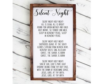 Silent Night Lyric Sign - Signe de Noël - Silent Night - Enseigne en bois - Enseignes personnalisées - Noël