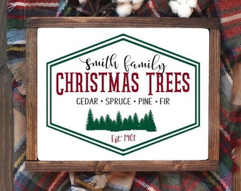 Family Christmas Tree Sign - Christmas Sign - Holiday Signs - Wooden Sign - Custom Signs - Christmas