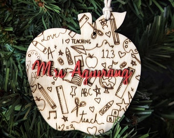 Personalized Teacher Christmas Ornament - Gifts For Teachers - Personalized Christmas Gift - Wood Christmas Decor - Personalized Wood Gift