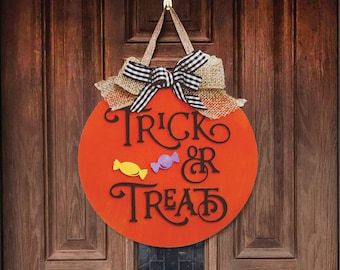 Accroche-porte 3D personnalisé pour Halloween | Nom de famille | Décoration d'automne pour porte d'entrée | Décoration d'Halloween et d'automne | Cadeau d'Halloween personnalisé