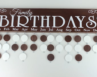 Panneau d’anniversaire familial rustique Panneau en bois personnalisé - Panneau de célébrations familiales - Calendrier d’anniversaire familial Panneau en bois personnalisé - BDB