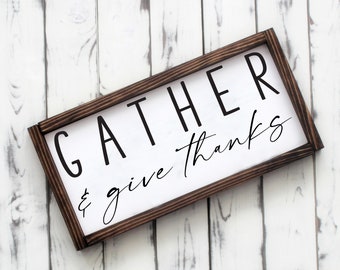 Gather & Give Thanks Sign - Thanksgiving Sign - Holiday Signs - Wooden Sign - Custom Signs - Thanksgiving - Fall Decor