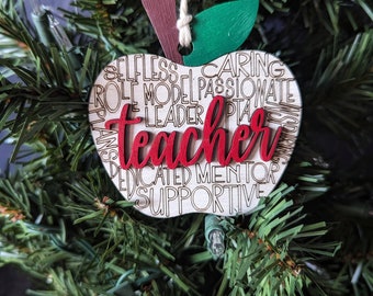 Personalized Teacher Christmas Ornament - Gifts For Teachers - Personalized Christmas Gift - Wood Christmas Decor - Personalized Wood Gift