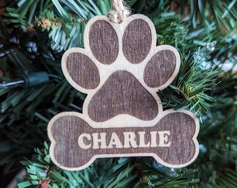 Personalized Christmas Ornament For Dog- Personalized Pet Gift - Christmas Tree Decor - Personalized Christmas Gift - Wood Christmas Decor