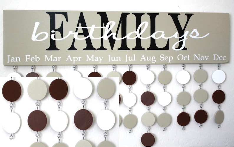 Family Birthday Board Wood Discs Extra Discs or Hearts For Family Birthday Sign Family Birthday Calendar Discs Birthday Board Tags BDD image 3