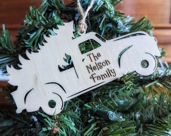 Personalized Christmas Ornament - Christmas Tree Decor - Personalized Christmas Gift - Wood Christmas Decor - Personalized Wood Gift - Truck