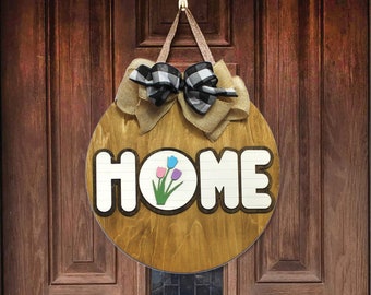 Accroche-porte de bienvenue en bois | Plaque pour porte d'entrée | Décoration personnalisée pour jeunes mariés et cadeau de fiançailles | Décoration d'entrée de maison rustique | Saisons