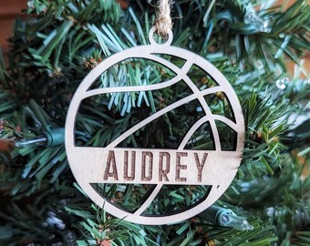 Personalized Basketball Christmas Ornament - Baltic Birch Wood