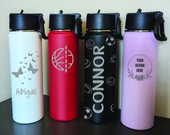 Personalized Stainless Steel Water Bottle | Laser Engraved 20 oz Insulated Travel Mug
