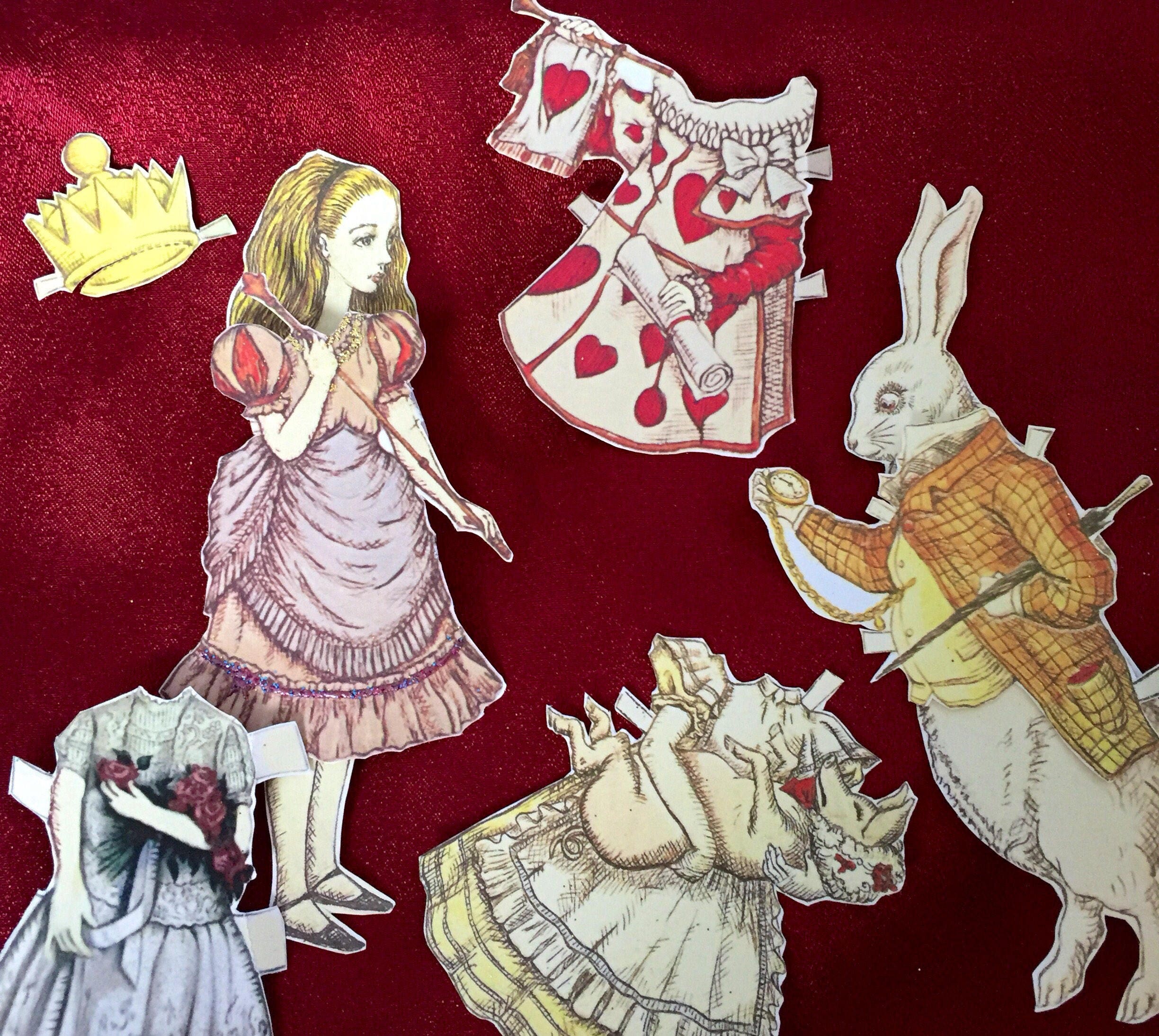Alice in Wonderland Paper Doll Card Etsy Australia
