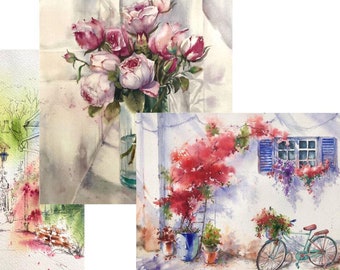 3 Pencil Sketches for Watercolor Beginner - Digital download