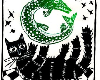 Cat Playing With a Pike