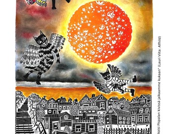 TEA TOWEL /flying cats