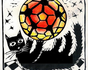 Cat Playing With a Football