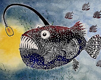 TEA TOWEL / Lantern fish