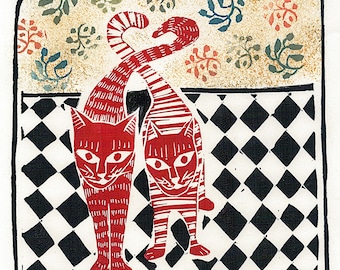 Two Cats Waiting in the Hallway