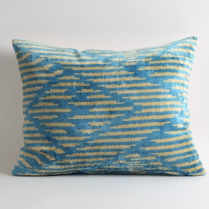 Velvet ikat pillow Aisha, velvet ikat cushion