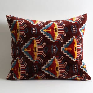 Velvet ikat pillow Alenne, ikat cushion