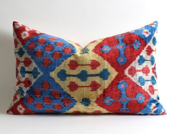 velvet pillow, handwoven pillow, ikat, ikat pillow, velvet, throw pillow, pillow cover, accent pillow, velvet ikat pillow, ikat pillows
