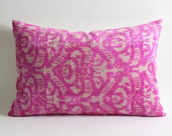 ikat pillow, ikat pillow cover, pink ikat pillow, velvet pillow, ikat velvet pillow, pillow, decorative pillows, pink pillows, ikat