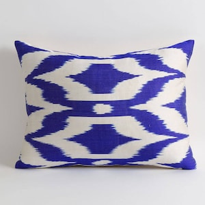 Handwoven Silk Ikat Pillow Cover: Boho Decor (12&#39;&#39; x 16&#39;&#39;)