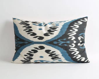 Silk ikat cushion Khatia, silk ikat pillow