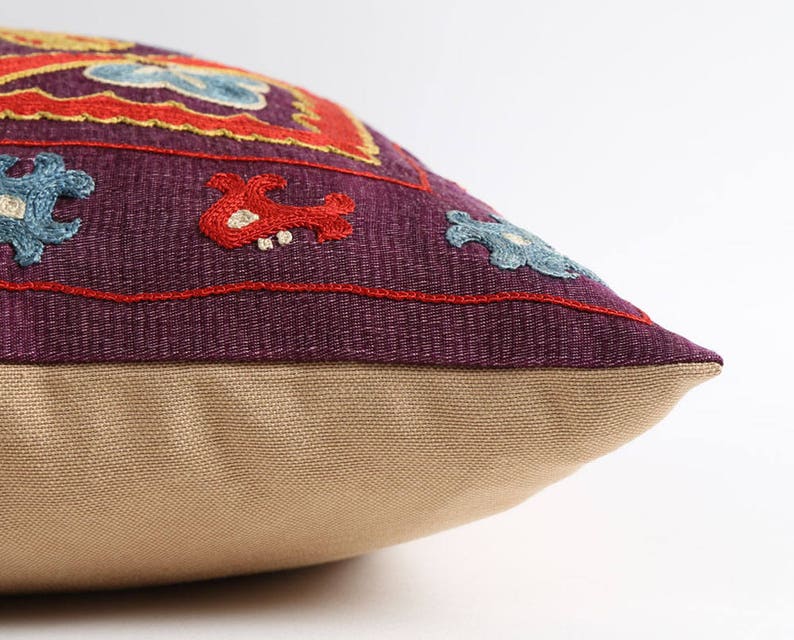 suzani modern needlework gifts for her apartment decor cushion cover boho bedroom decor silk throw pillow handmade hippie room decor