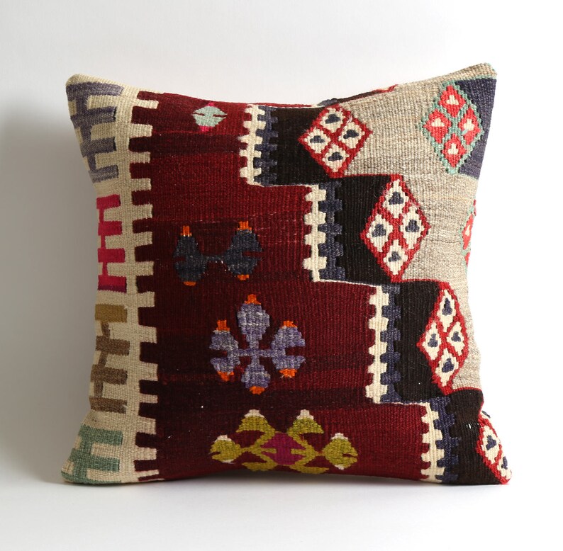 Cushion Cover Red Black Yellow White Pillow Case 16 Vintage Decor