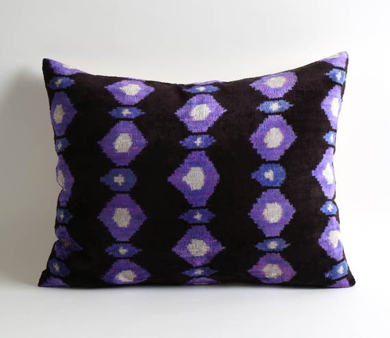 Silk velvet ikat pillow cover 16x20 ikat silk velvet pillow cover