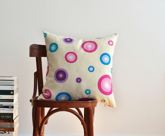 Purple Polka Dot Pillow Cover Beach House Pillow Pink Etsy