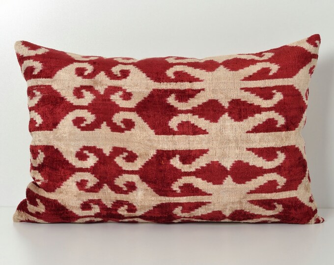 Red Ikat Pillow Ikat Lumbar Pillow Red Decorative Pillows Etsy