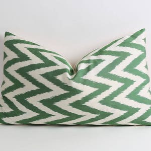 Silk ikat cushion in green image 1