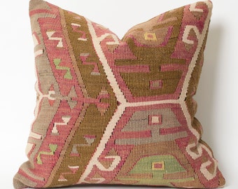 Kilim pillow cover vintage pillow, kilim cushion, kilim, boho pillow, ethnic pillow, turkish kilim sofa pillow hand woven pillow