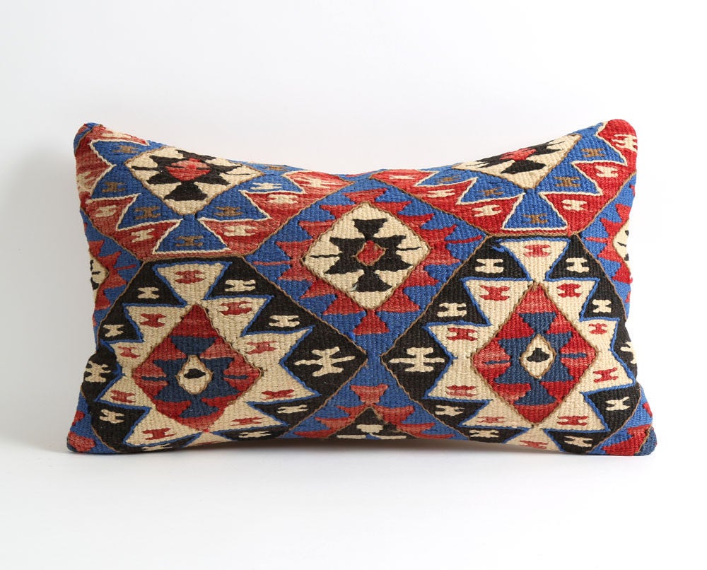 Bohemian decor kilim pillow cover 12x20 inch Lumbar kilim ...