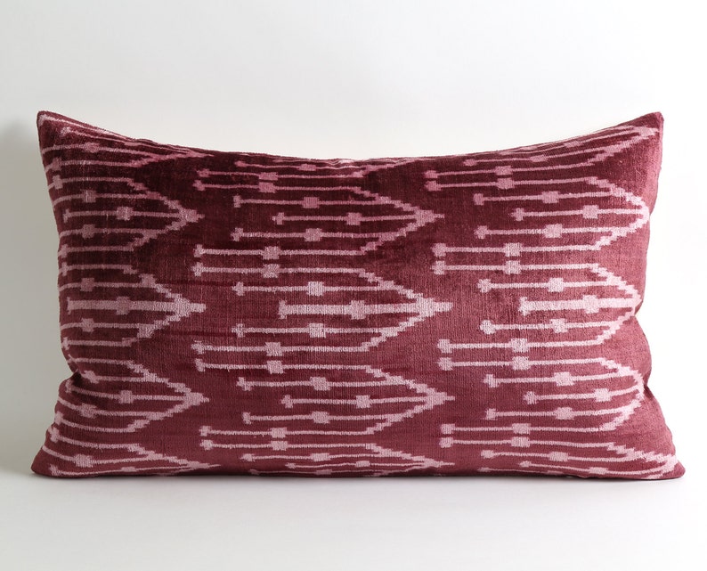 Ikat Velvet Pillowcase Throw Pillows Purple 16x26 Etsy