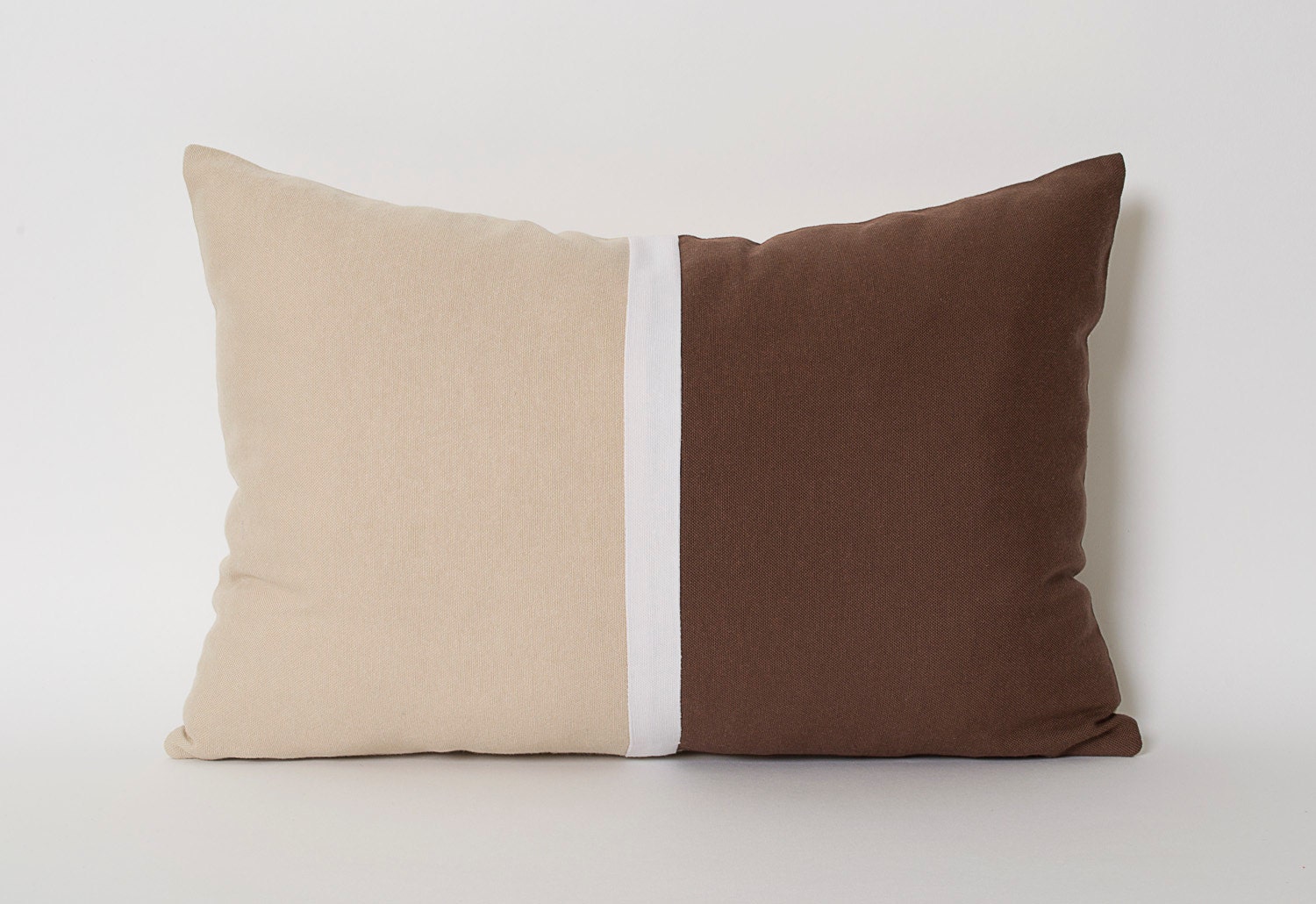 Brown & Beige Color Block Lumbar Pillow Cover Minimalist Home Etsy
