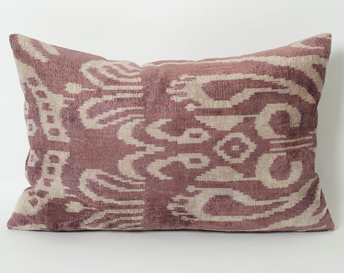 Purple Ikat Pillow Silk Velvet Ikat Light Purple Pillow Sofa Etsy