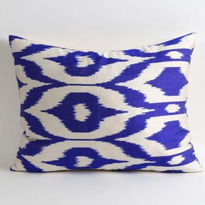 ikat pillow cover, handwoven silk pillow, 16x20 ikat throw pillow, accent pillow, sofa pillow