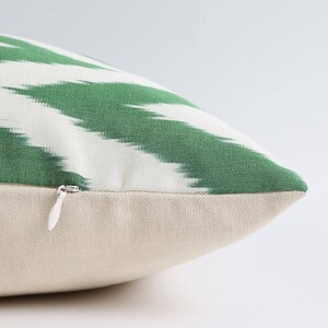 Silk ikat cushion in green image 3