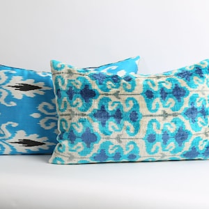 Handwoven Silk Velvet Ikat Pillow Cover: Lumbar Cushion
