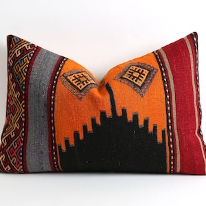 Kilim pillow cover, 90 years old kilim, vintage cushion