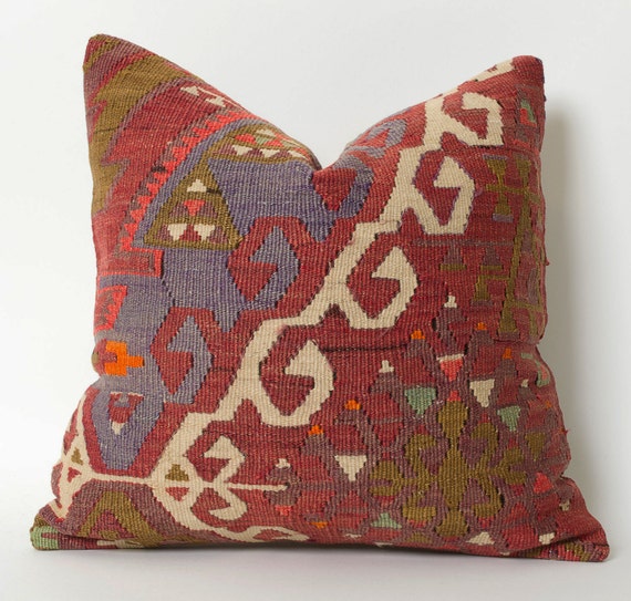 Ethnic throw pillow kilim pillows boho Hand Woven Boho Throw Pillow