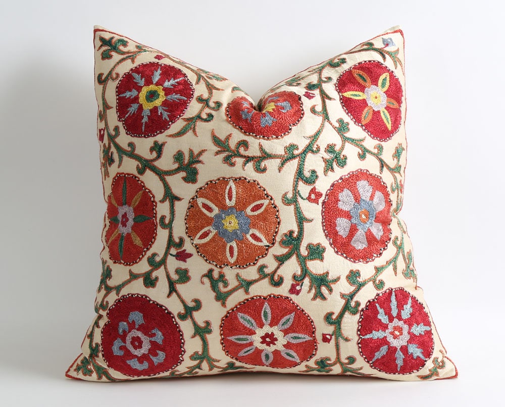 silk pillow cover suzani pillow sofa pillow cover silk pillow Etsy