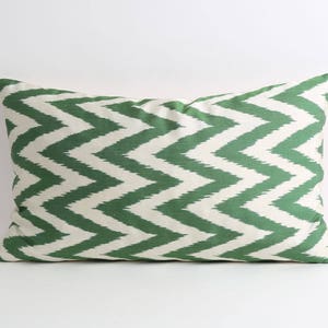 Silk ikat cushion in green image 2