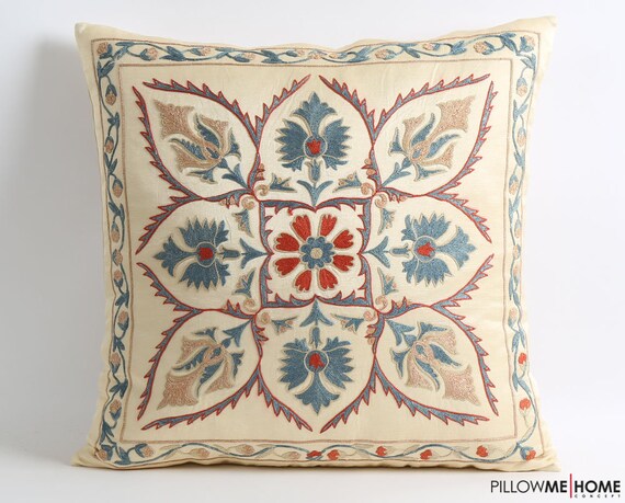pillow mid century modern boho chic suzani pillow cover, modern cross