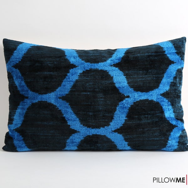 Velvet Ikat Cushion Blue, Velvet Ikat Pillow